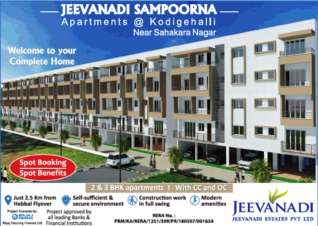 Presenting 2 and 3 BHK apartments with CC and OC at Jeevanadi Sampoorna in Bangalore
